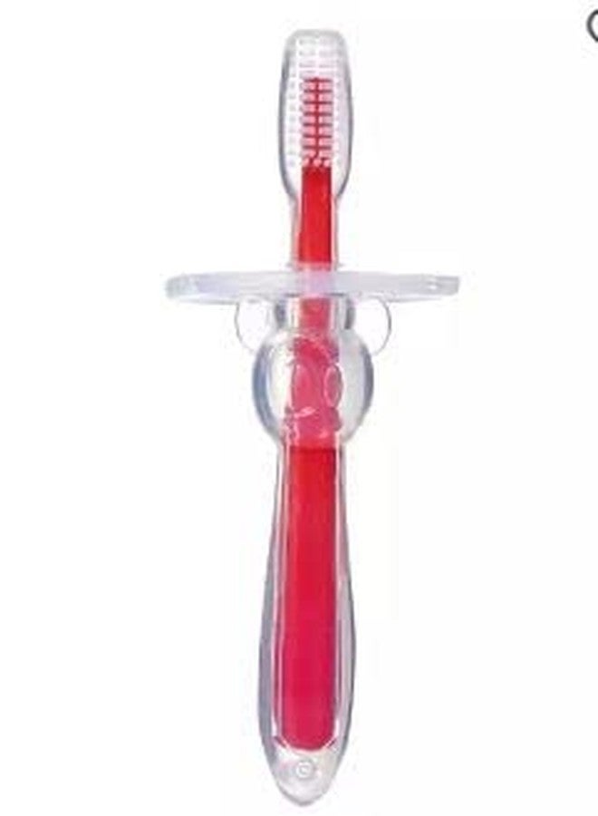 W2S Silicone Training Toothbrush with Soft bristles, Anti Choking Shield, Baby Oral Hygiene (Red) - Image 2